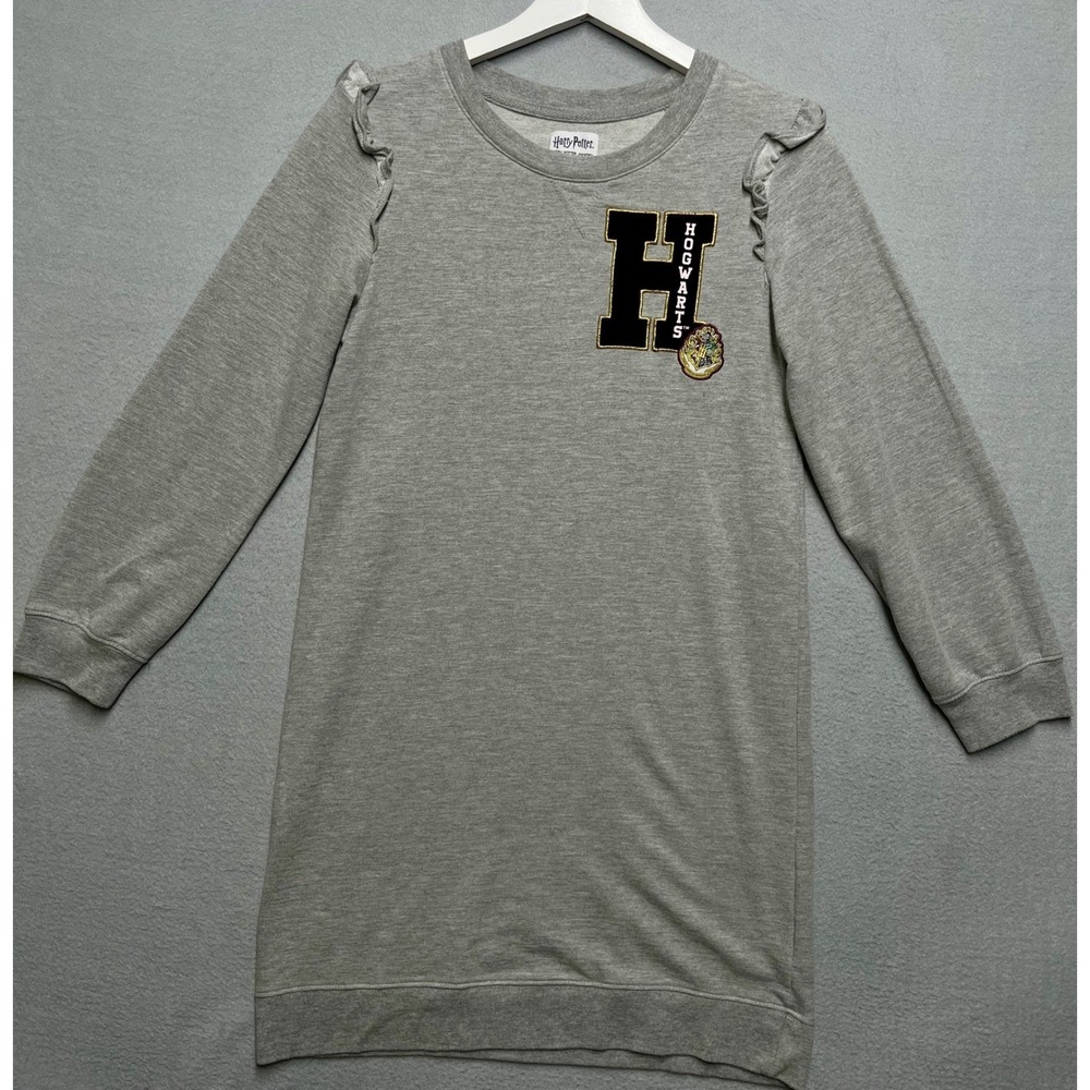 Harry Potter‎ Hogwarts Ruffle Shoulder Sweatshirt Dress Gray XL Junior/Women